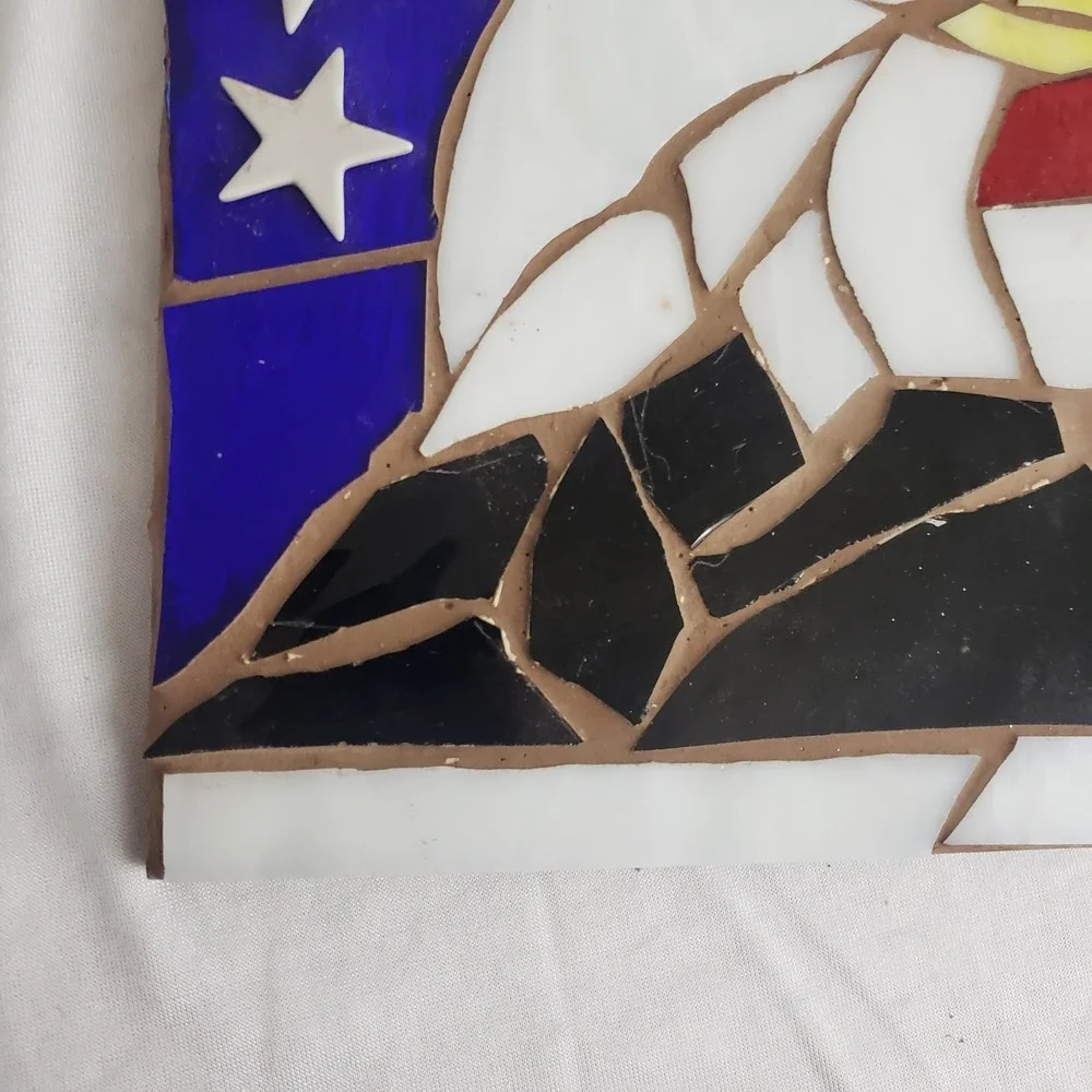 American Flag Bald Eagle Mosaic Art Tile or Trivet Patriotic‎ USA Decor